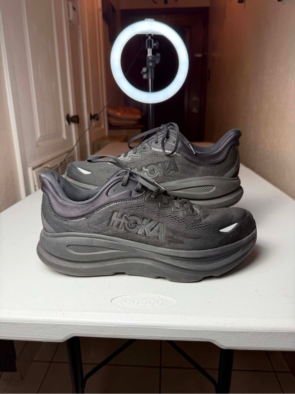 MENS BONDI 9 BLACK/BLACK COMFORTABLE ROBUST ATHLETIC RUNNING SHOE Sz 14.5